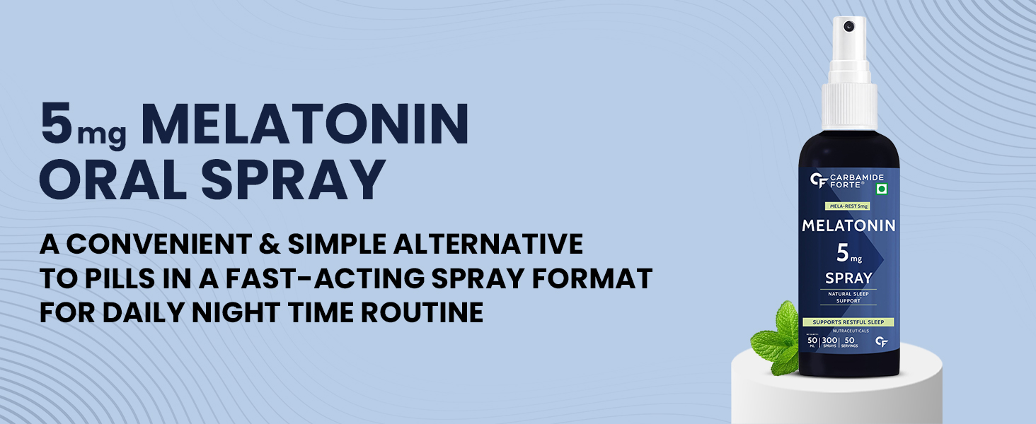 Carbamide Forte Melatonin 5mg Spray for Deep Sleep | Deep Sleep Supplement | Melatonin Supplement | Mint Flavour 300 Sprays
