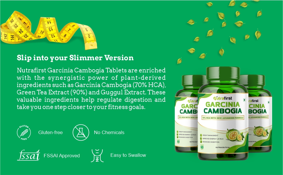 Nutrafirst Garcinia Cambogia Tablets 800mg (2x60 Tabs) | 70% HCA with Green Tea Extract | Supports Weight Management, Fat Metabolism & Craving Control | Improves Digestion | For Men & Women – Pack of 2