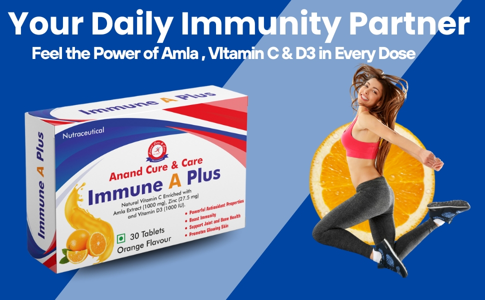 Anand Cure & Care Immune A Plus (Pack of 30 Tablets) |Natural Vitamin C| Enriched with amla Extract & Vitamin D3| support and strengthen the immune system | Packed with essential vitamins and minerals