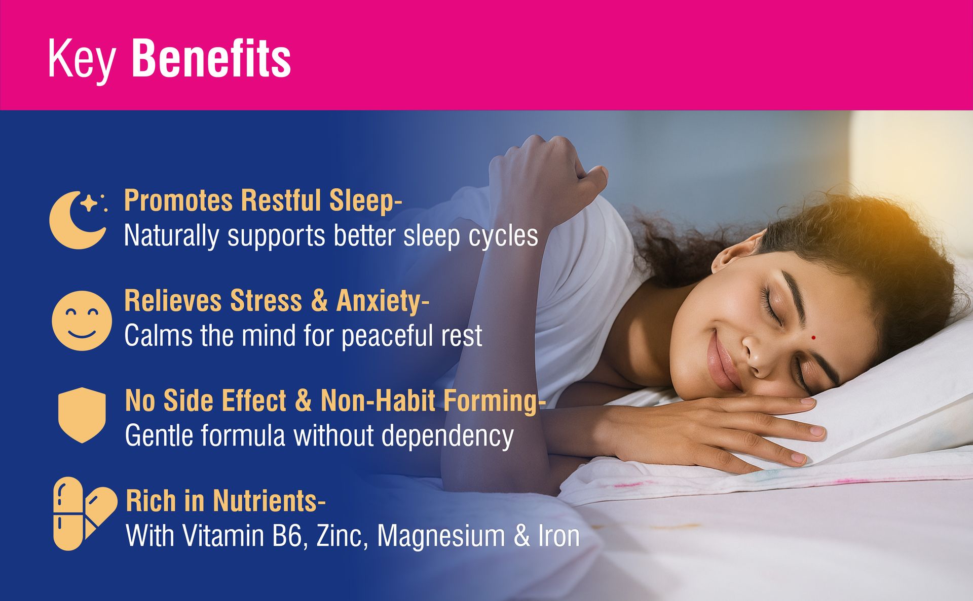 Sleepy Bliss Melatonin 10mg with Tagar Extract 100mg | Natural Sleep Aid Supplement for Men & Women | Deep & Restful Sleep | Non-Habit Forming | 30 Veg Tablets - Pack of 02