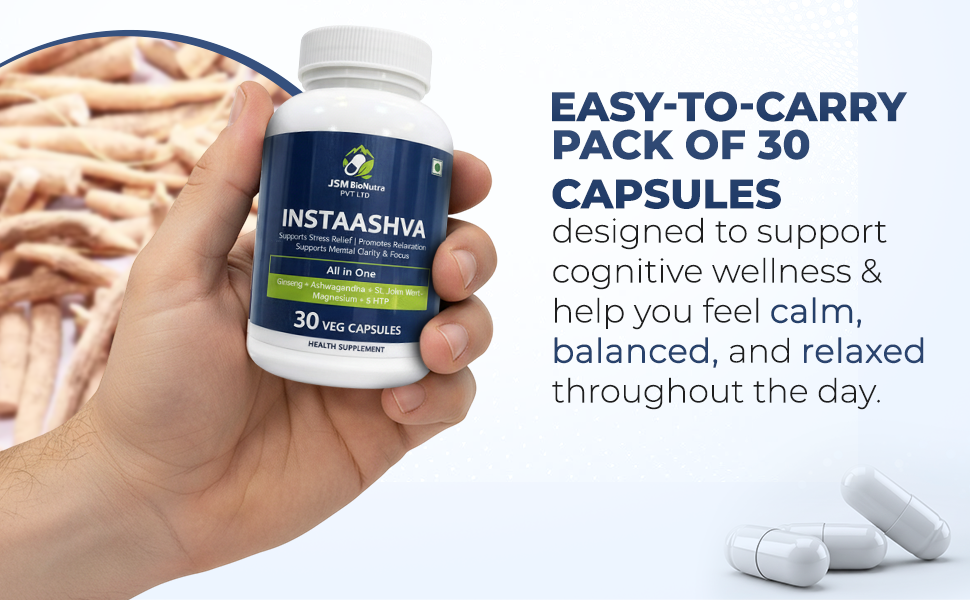 Stress Relief Support 30 Capsules | Light Blue Bottle | Dietary Supplement Capsules | Herbal Blend Formula | Sealed Container Design | Stress Relief, Better Sleep & Relaxation (Pack of 1)