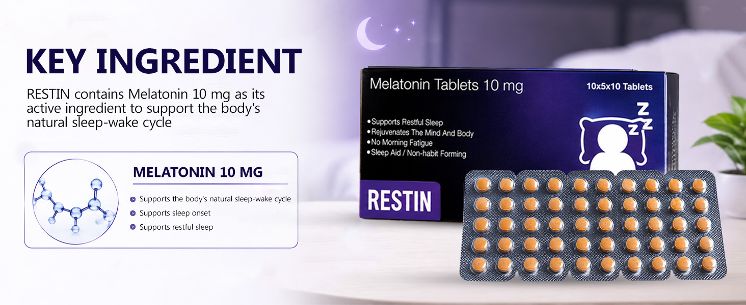 Restin Melatonin 10 mg_Sleep & Relaxation Support Tablets (Pack of 5)