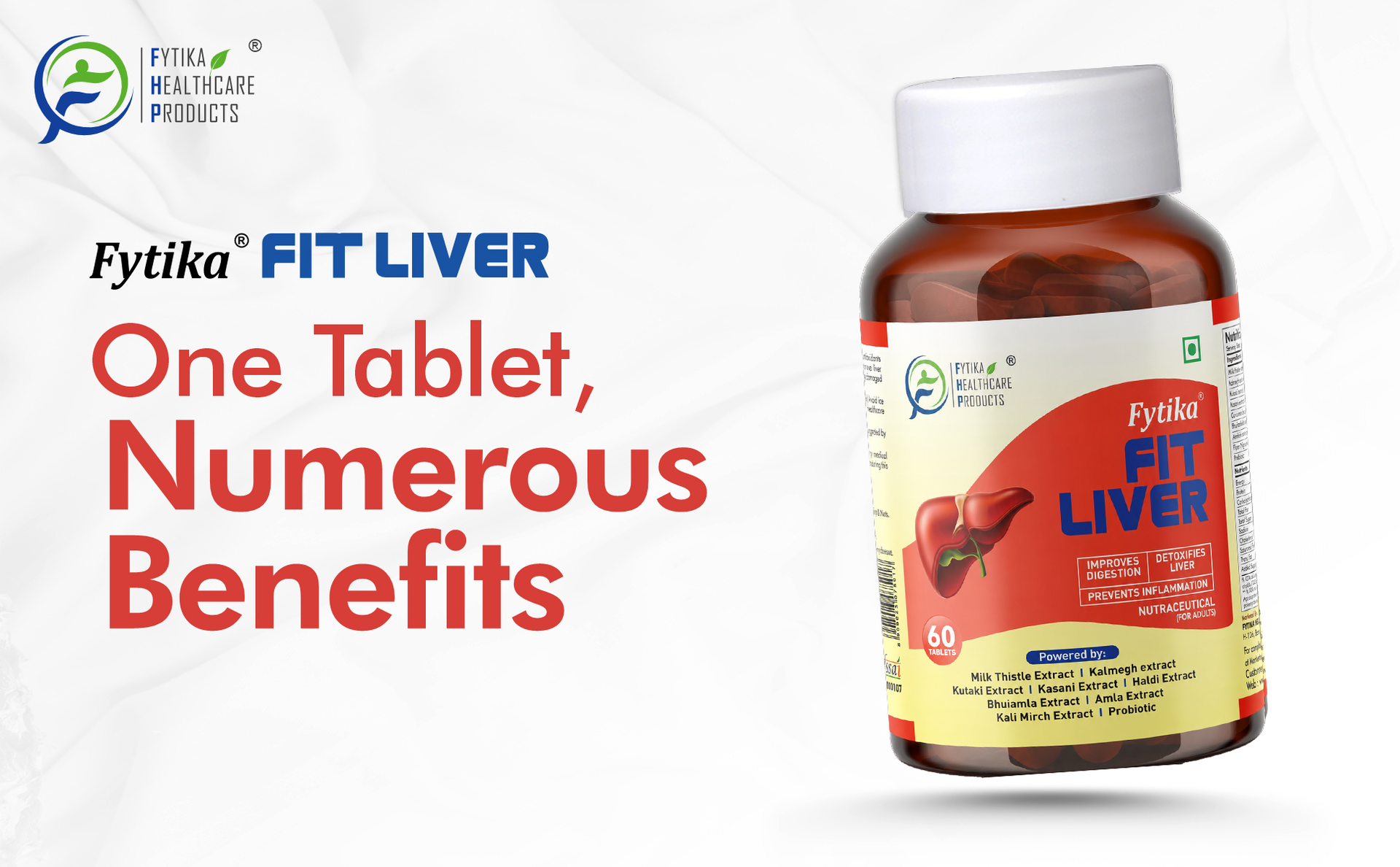 Fytika Fit Liver-120 Tablets | Liver Detox Supplement | For Healthy and Strong Liver | Enriched with Milk Thistle, Kutaki, Kalmegh, Bhumi Amla and Probiotics