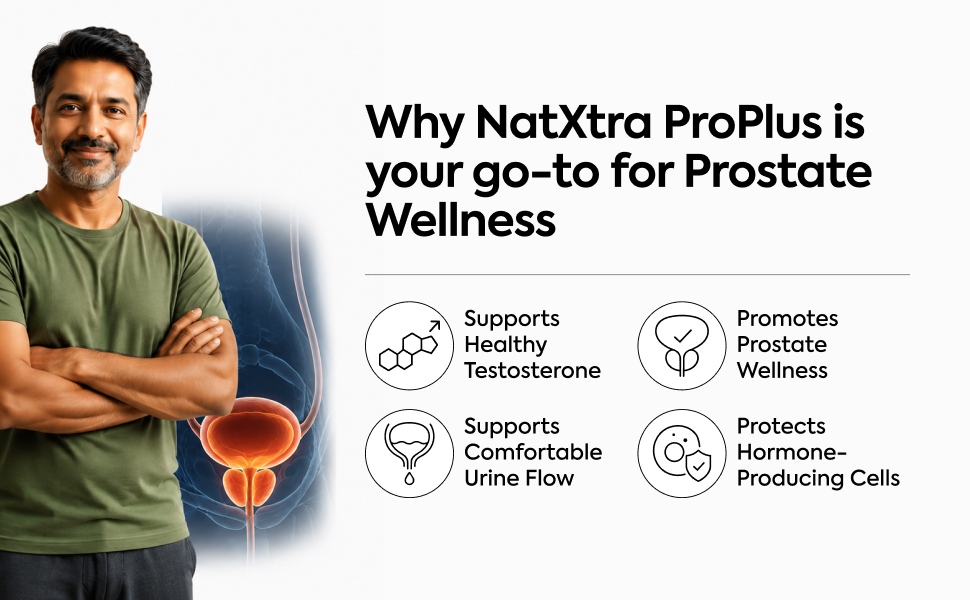 NatXtra ProPlus Men’s Wellness Supplement | Supports Prostate & Urinary Health | Pumpkin Seed Oil, Quercetin, Vitamin D3 & Selenium | Promotes Urinary Flow, Reduces Inflammation & Supports Testosterone | 60 Vegetarian Capsules