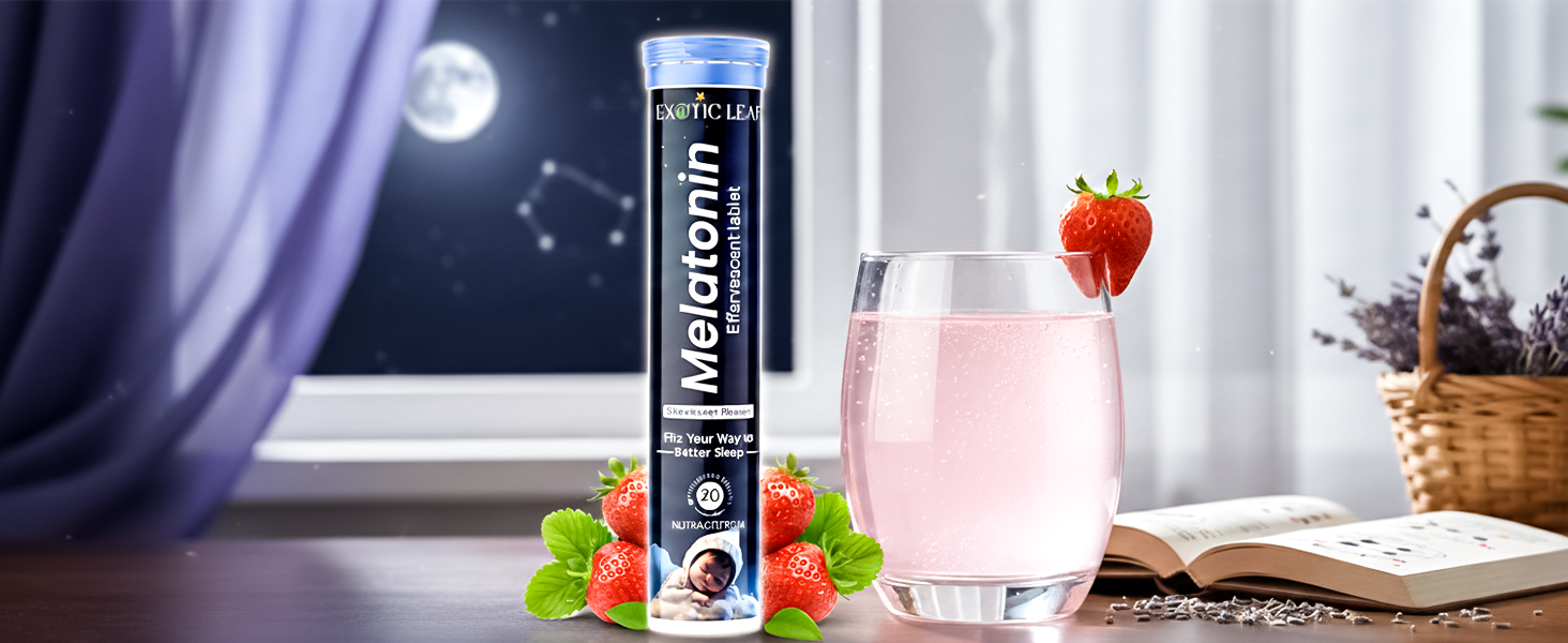 Melatonin Effervescent Tablets 20 | Sleep Support Supplement for Deep Rest & Relaxation | Helps Improve Sleep Quality & Night Recovery | Fast Absorbing Night Formula