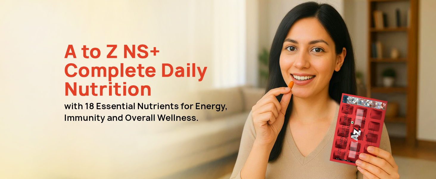 A to Z NS Daily Multivitamin Tablets – Zinc & Vitamin C for Immunity, B-Complex & Essential Nutrients for Energy & Wellness, Doctor Recommended – 60 Tablets