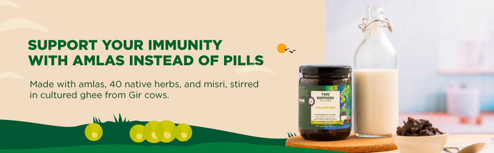 TWO BROTHERS INDIA FARMS Amlaprash (500 g) | Ayurvedic Chyawanprash with Amla| Glyphosate free | Made with Desi Gir Cow Cultured Ghee | Supports Immunity | Contains Antioxidants | Provides Natural Vitamin C