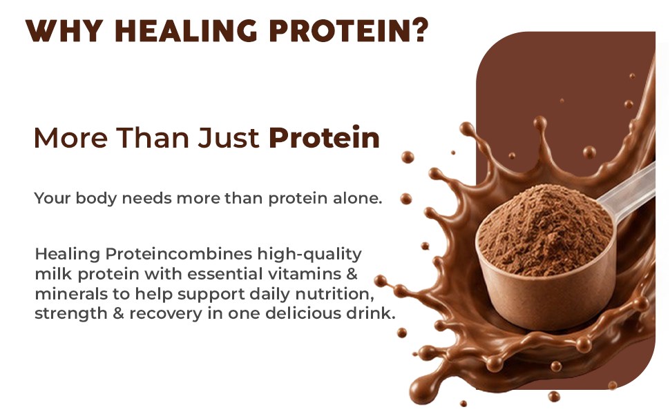 Healing Pharma - Healing Protein Powder with Multivitamins & Minerals | Protein Supplement for Energy Booster Strength, Stamina & Recovery | Chocolate Flavour - 200g