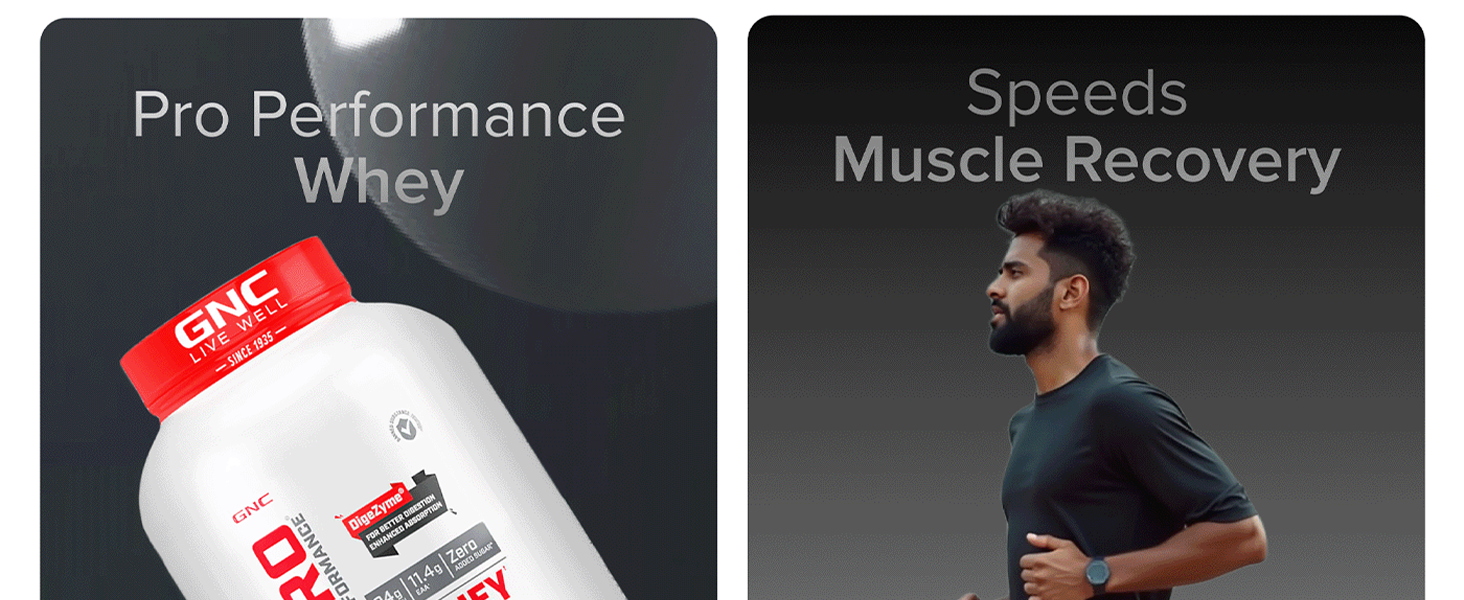 GNC Pro Performance 100% Whey Protein | 4 lbs | Muscle Growth | Muscle Recovery | DigeZyme® For Easy Digestion | Informed Choice Certified | 24g Protein | 5.5g BCAA | Creamy Strawberry