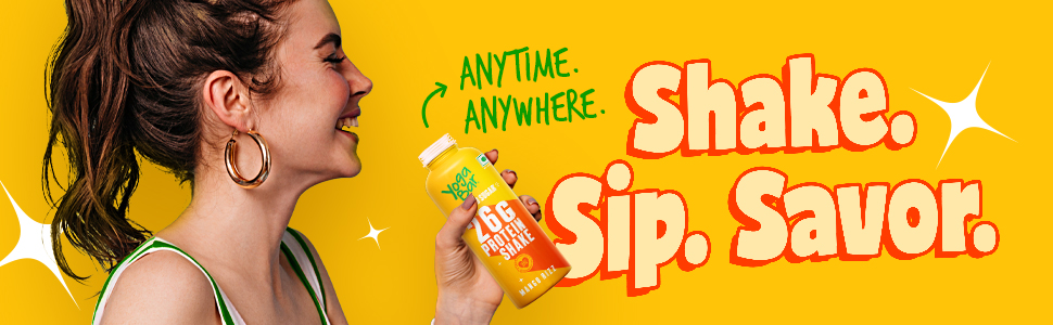 Yogabar 26g Protein Shake - Mango Rizz | Goodness of Protein & Premium Mango | 26g Protein Milkshake with No Added Sugar | Ideal for Early Mornings, Pre & Post Workouts Energy Drink | 3000ml (12 Bottles, 250ml each)