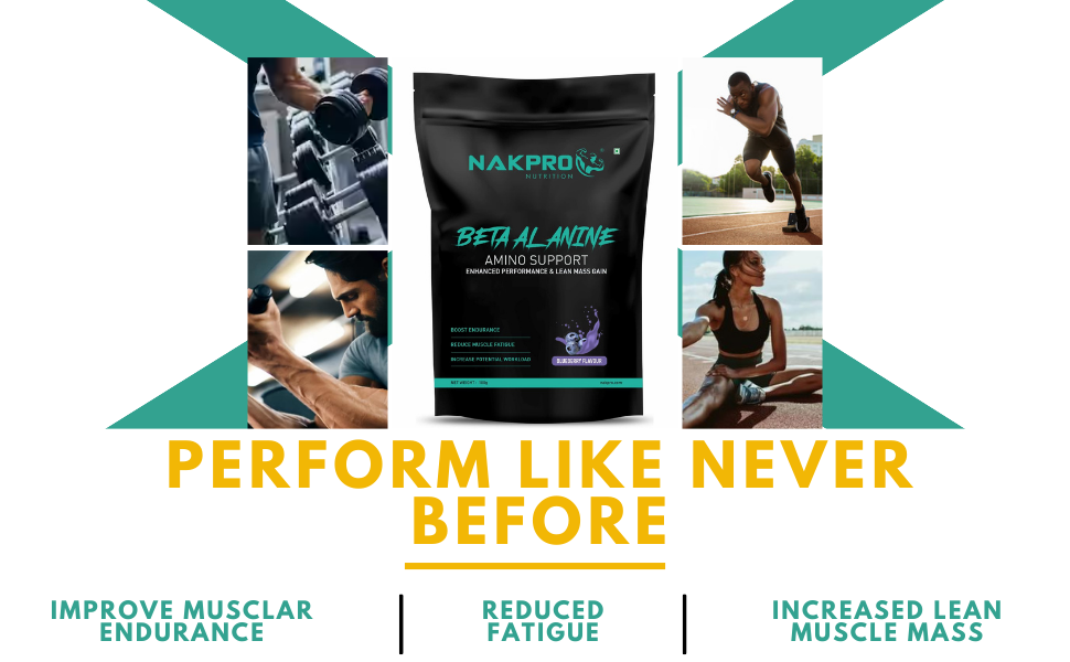 Nakpro Beta Alanine Supplement Powder| Muscle Building Amino Acid, Faster Recovery, Reduce Fatigue & Build Endurance, Pre Workout supplement for Men & Women -100g FruitPunch, (33 Servings)