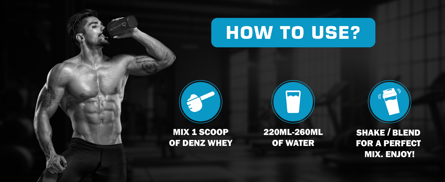 DENZOUR NUTRITION Denz Whey Protein Powder | 25g Protein + 5.5g BCAA | Belgium Chocolate Flavour | Fast Digesting & Lab Tested | Muscle Recovery & Strength | 1.08kg | 30 Servings
