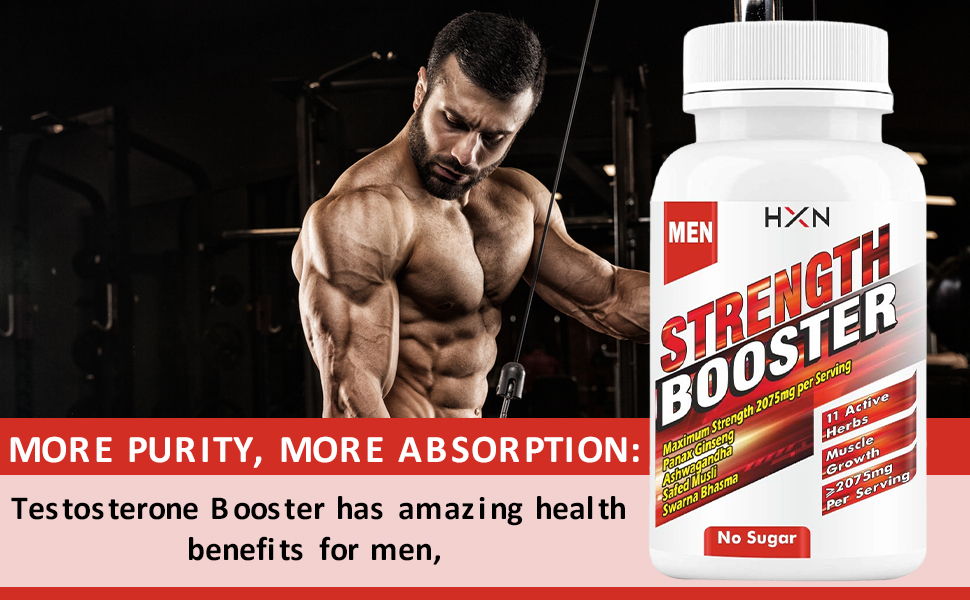HXN Testosterone Booster For Men For Gym, Pre Workout, Stamina And Energy With Safed Musli Helps Improve Circulation, Lean Muscle Mass, Testo Boost Supplements-60 Testron Tablets (Pack 1)