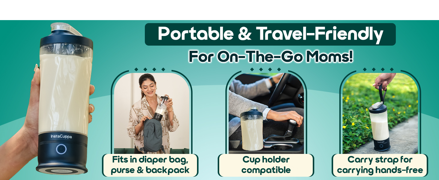InstaCuppa Rechargeable Electric Protein Shaker – 6500 RPM, PP Stirring Blades - 600ml BPA-Free Jar, USB-C Rechargeable, IPX7 Waterproof, Leakproof Sports Sipper Lid, Smooth Protein Shakes in Seconds
