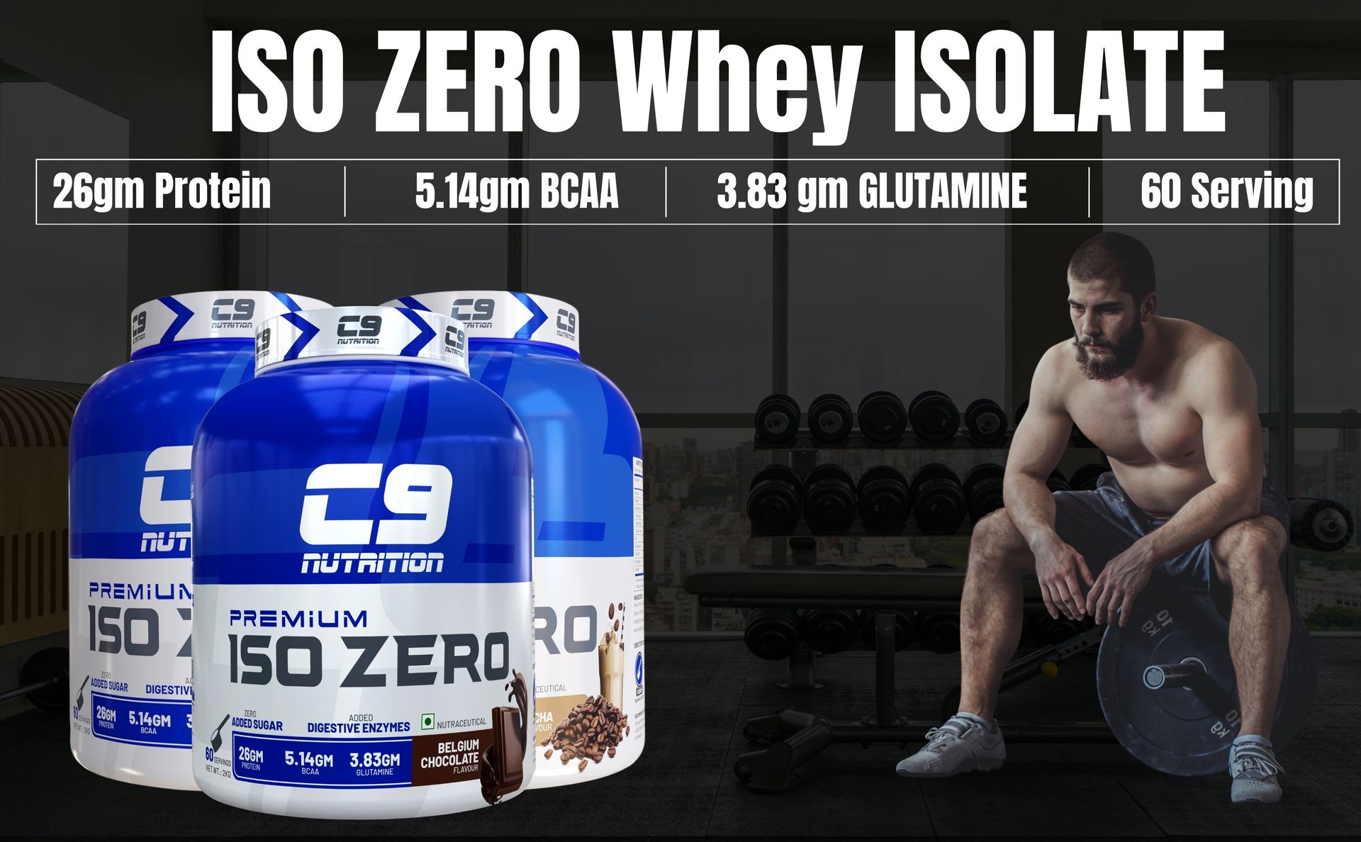 C9 NUTRITION ISO ZERO Whey ISOLATE 1kg, 30 Serving | 26gm Protein | 5.14gm BCAA | 3.83 gm GLUTAMINE | Banned Substance Free | Gluten Free | ISO9001/GMP Certified | Lab Tested (1 KG, Belgium Chocolate)