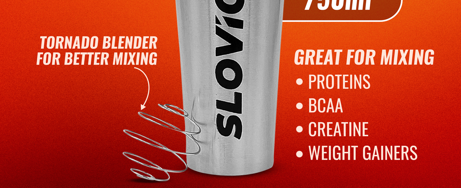 SLOVIC Steel Shakers for Protein Shake, BPA Free Gym Bottles for Men, Odor Free Protein Shaker Bottles for Protein Shake, Leakproof Stainless Steel Shaker Bottles for Gym