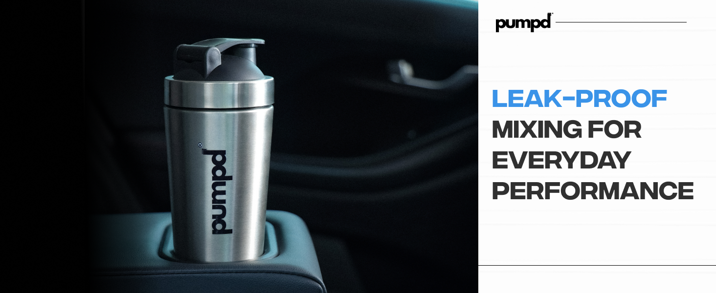 Pumpd Stainless Steel Protein Shaker Leakproof Gym Bottle with Wire Blending Ball 750ml | Durable, Odor & BPA Free | Ideal for Protein Shakes | Water Bottle (Silver)