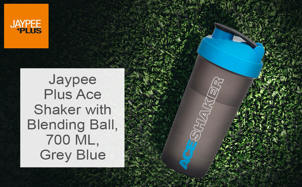 Jaypee Plus Max Shaker with blending ball |Protein Shaker for Gym |Gym Bottle |Shaker bottles | Travel shaker 700 ml, Grey Blue