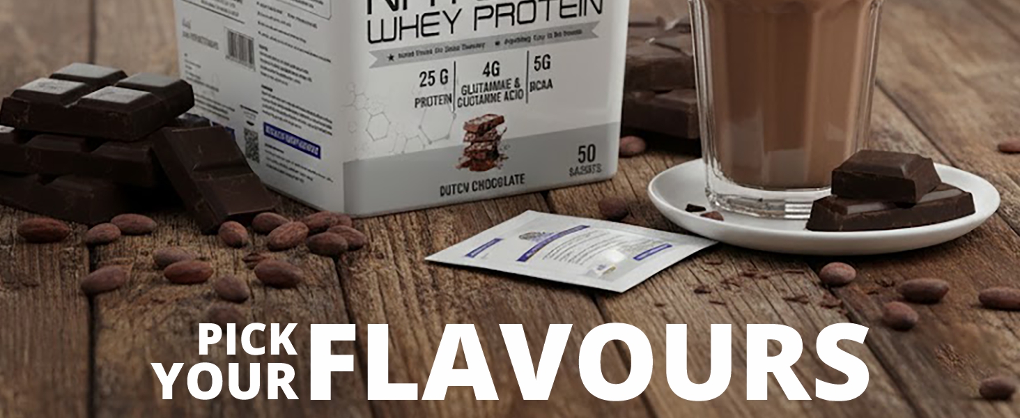 MuscleTrail Pro Series Whey Protein, 50 Pouches, 25g Protein, Isolate Source, Low Carb, 4g Glutamine & Glutamic Acid, 5g BCAA (1.79kg, Dutch Chocolate)