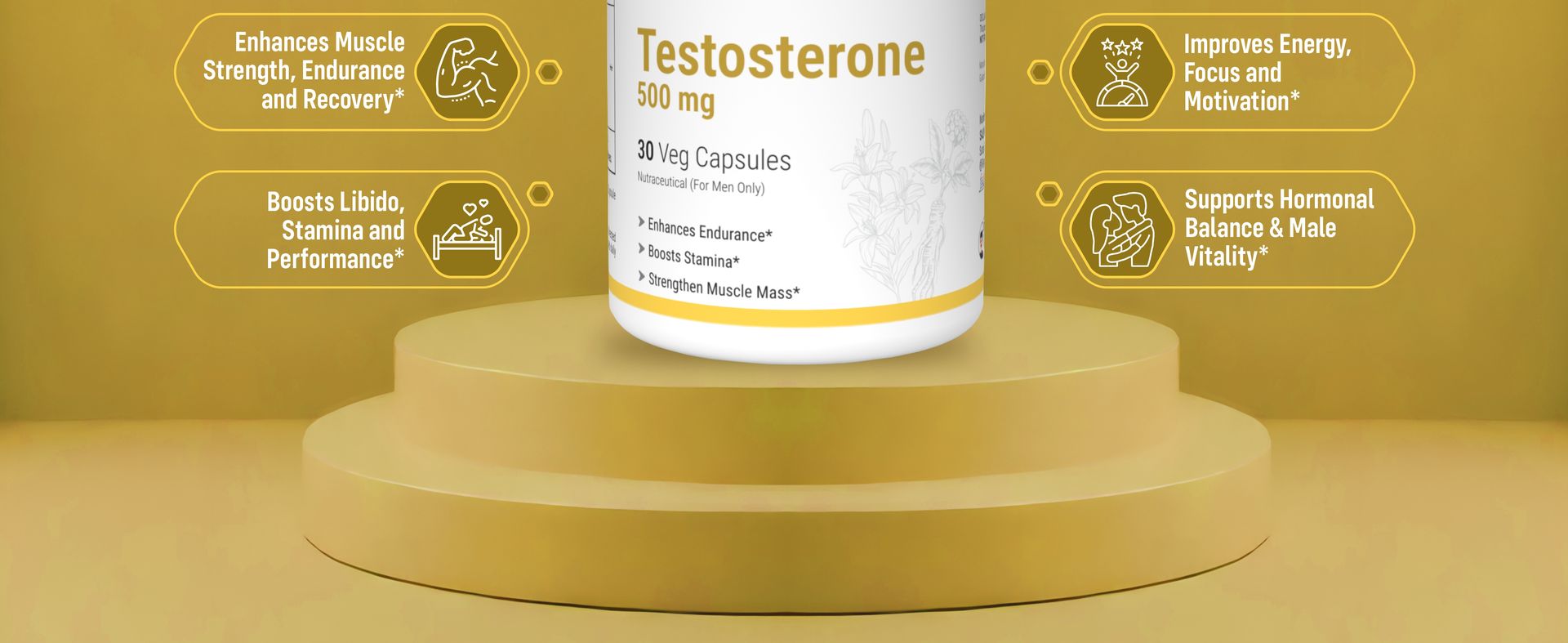 Sainebio Testoboost for Men | Natural Testosterone Booster with Ashwagandha, Tribulus & Ginseng | Boost Strength, Energy, Stamina & Vitality | 30 Capsules
