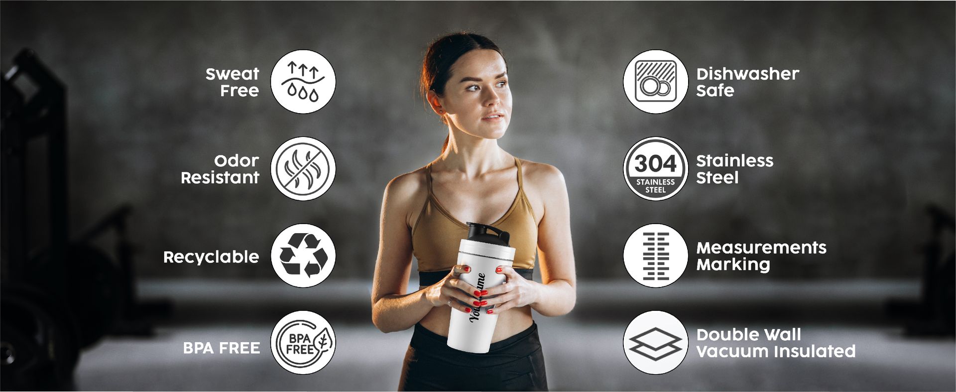 CORPORATE PORIUM Customised Stainless Steel Shaker for Gym (White)- 100% Leakproof Guarantee,Leakproof Gym Shaker for Supplements Water Bpa Free Material Diwali Gift, 700 Milliliter