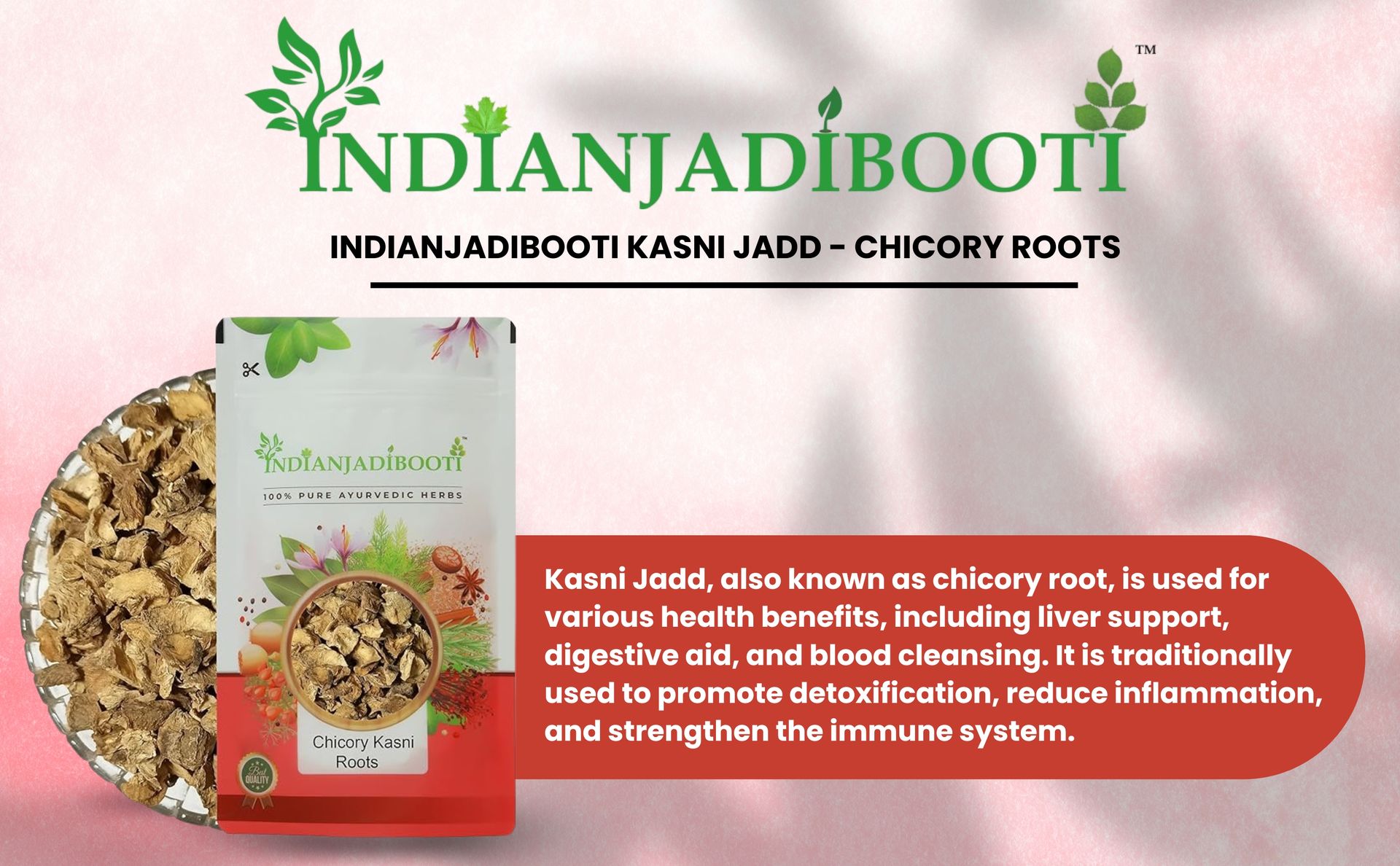 IndianJadiBooti Pure Kasni Jadd (Chicory Root) | Raw Whole Kasani for Hepatic Wellness, Prebiotic Gut Detox & Bitter Liver Tonic| (400 Grams) | Pack Of 2