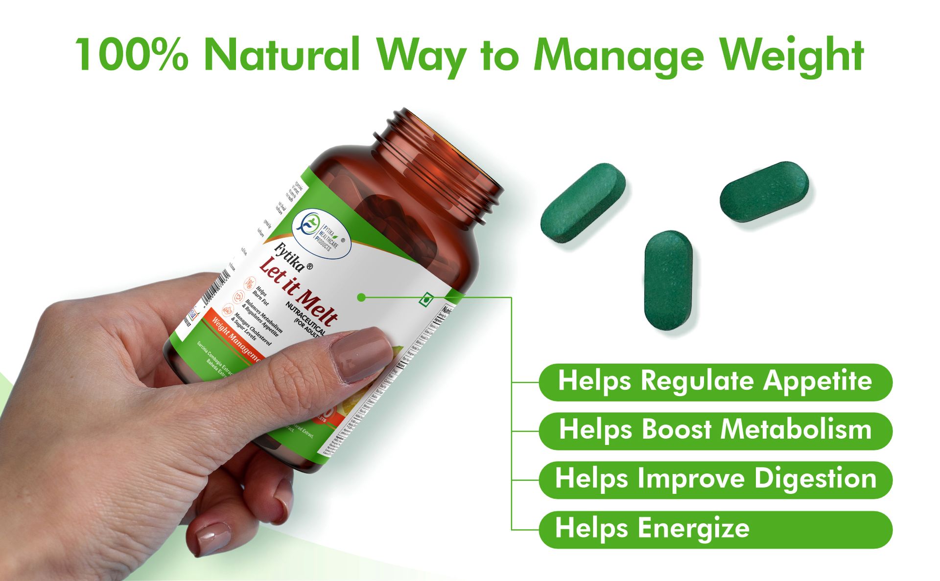 Fytika Let it Melt Weight Management - 120 Tabs Each (Pack of 2) | Garcinia Combogia, Green Coffee, Triphala, Kali Jeeri| Healthy Weight Support for Men & Women