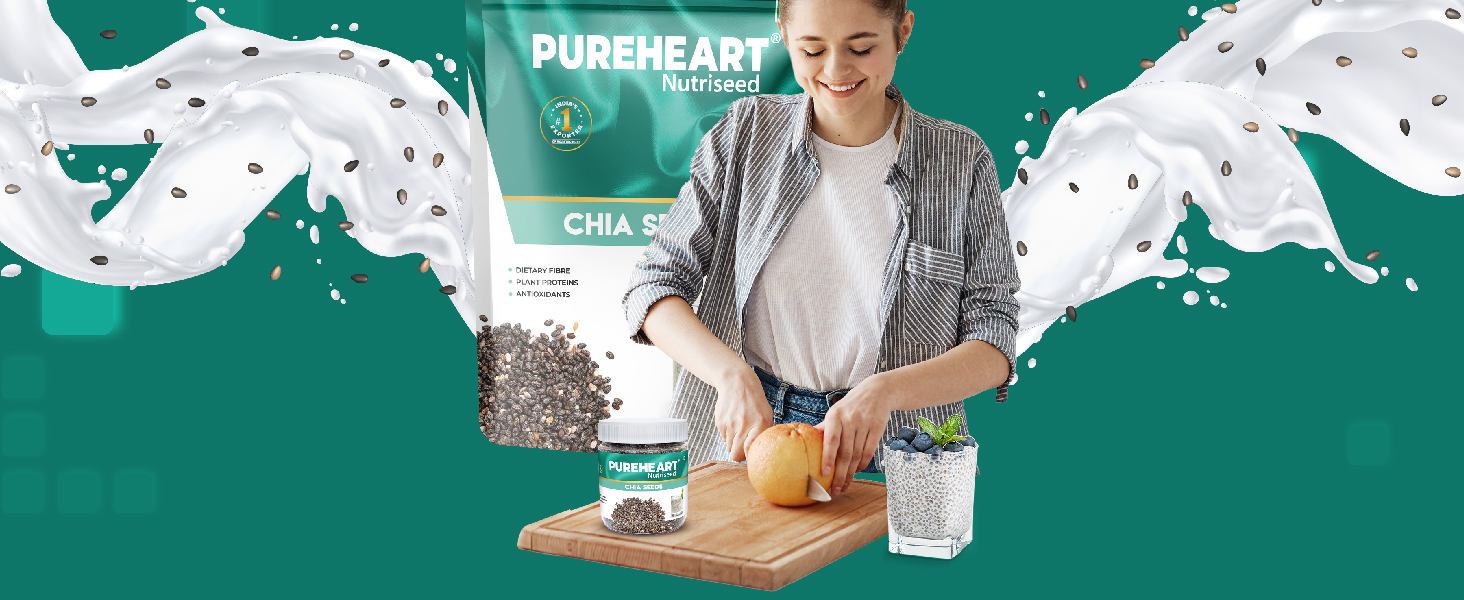 Pureheart Raw Chia Seeds 80 gm| Chia Seeds for Weight Management | Rich in Calcium, Protein, Fiber, Omega-3 and Antioxidant | Seeds for Eating | Diet Snack | Naturally Sourced