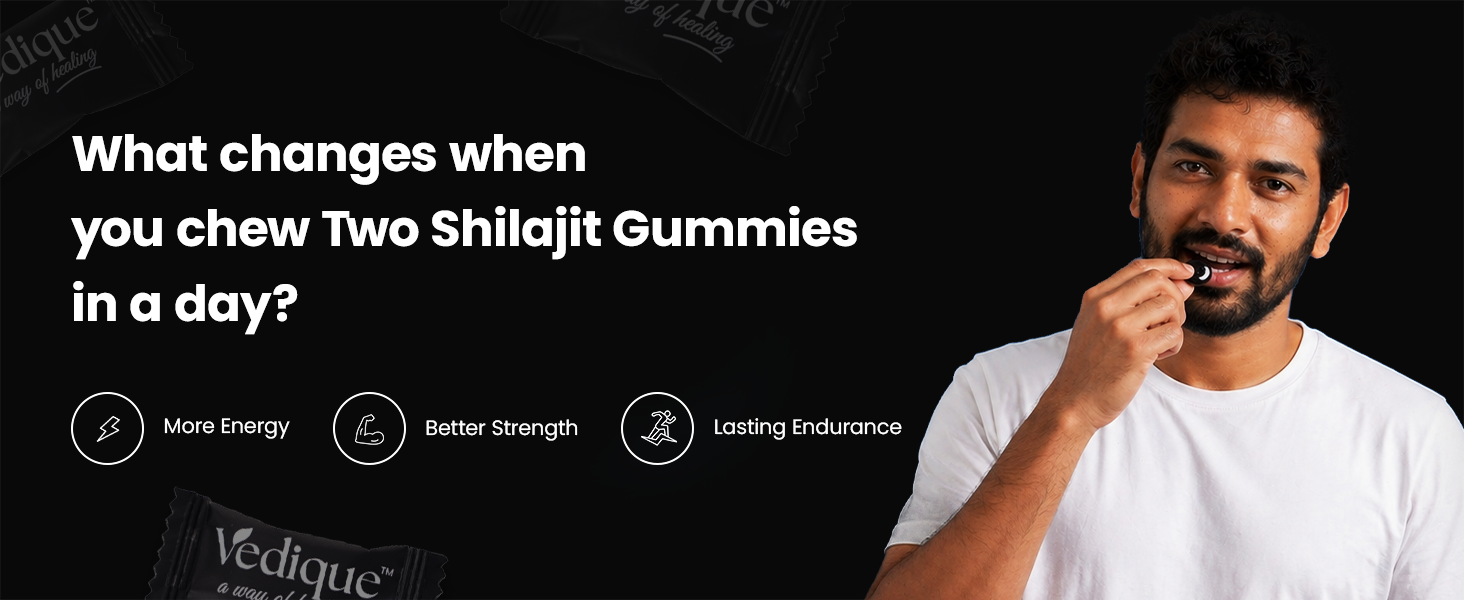 Shilajit Gummies (60 Shilajeet Gummies) with Potent Fulvic Acid & KSM-66 Ashwagandha | Boost Energy, Stamina & Strength | Helps Reduce Stress & Fatigue | No Added Sugar