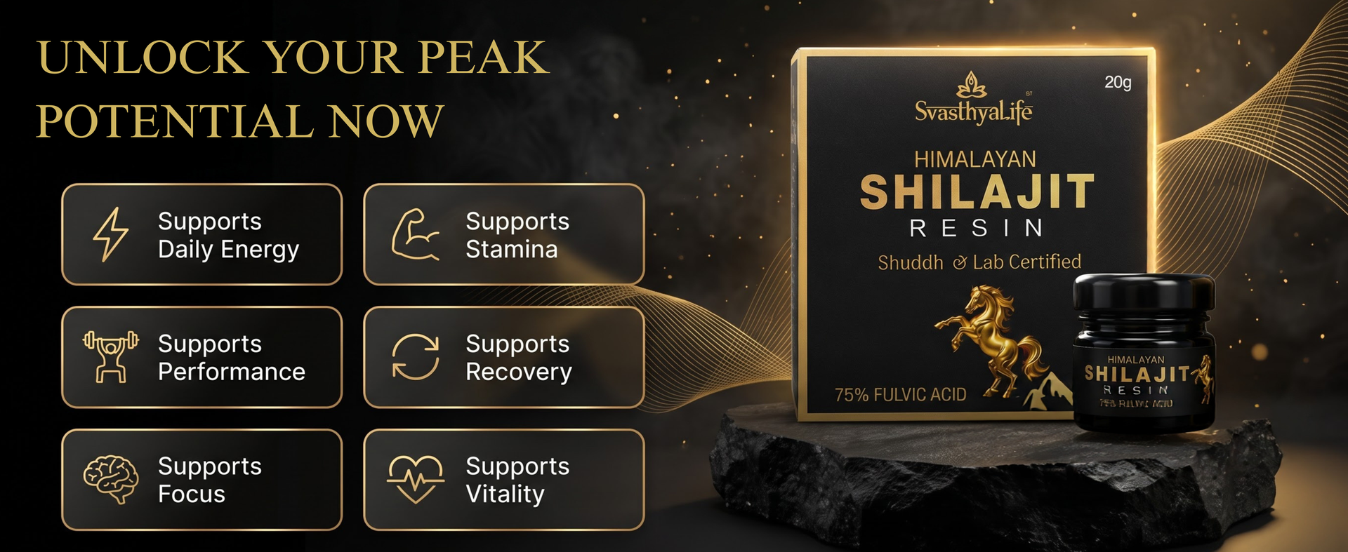 Pure Himalayan Shilajit Resin 20 g | 75% Fulvic Acid Rich | Boost Muscle Growth & Stamina I 100% Ayurvedic