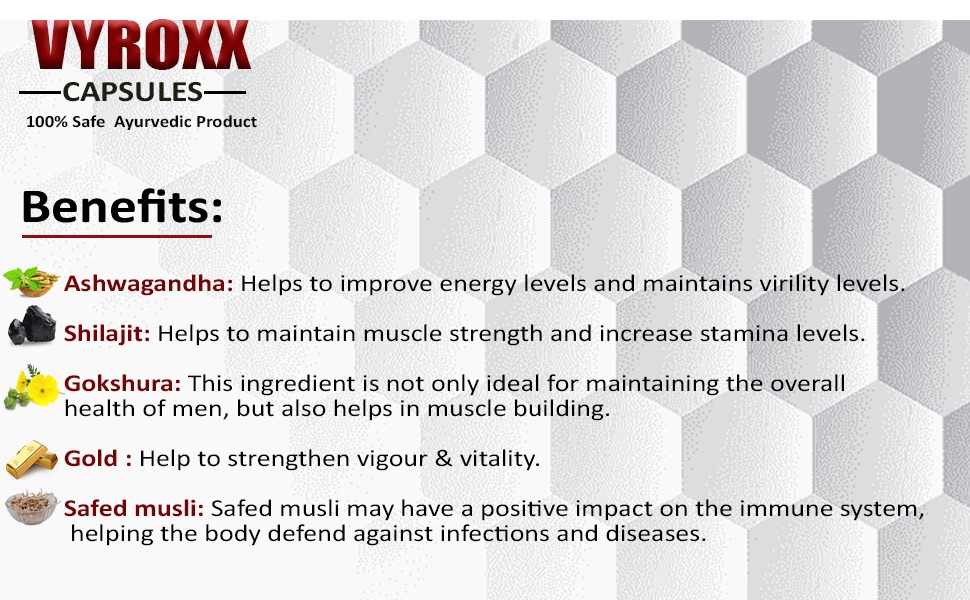 Vyroxx Ayurvedic for Shilajeet | Boost Performance | Power, Stamina, Strength | Power Healthy Supplement For Men | Lab Tested 30 (Pack of 3) Capsules