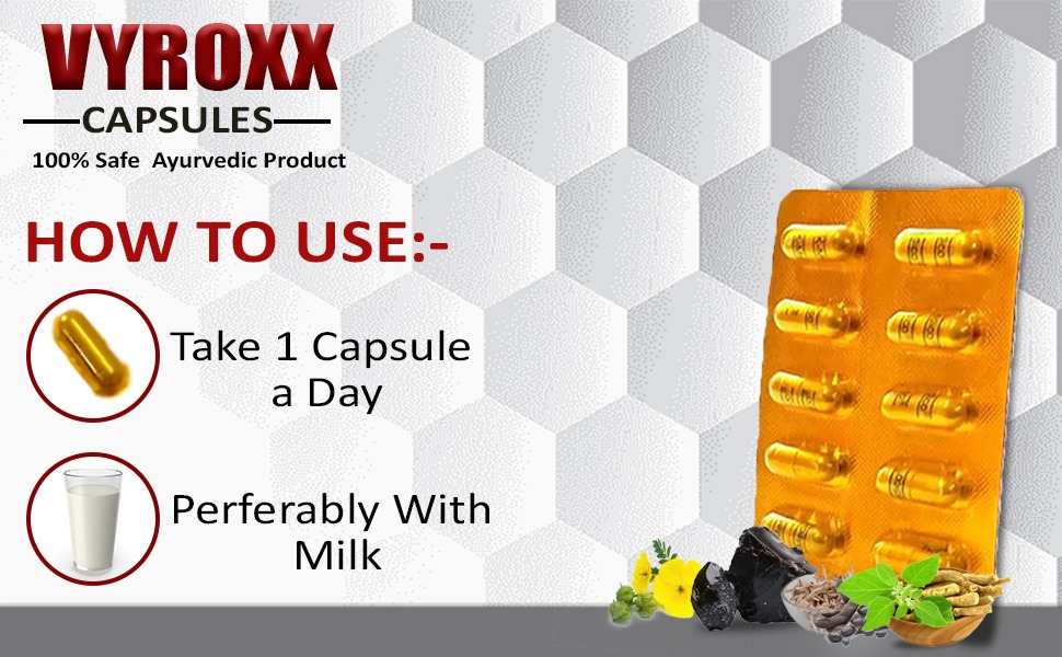 Vyroxx Ayurvedic for Shilajeet | Boost Performance | Power, Stamina, Strength | Power Healthy Supplement For Men | Lab Tested 30 (Pack of 3) Capsules