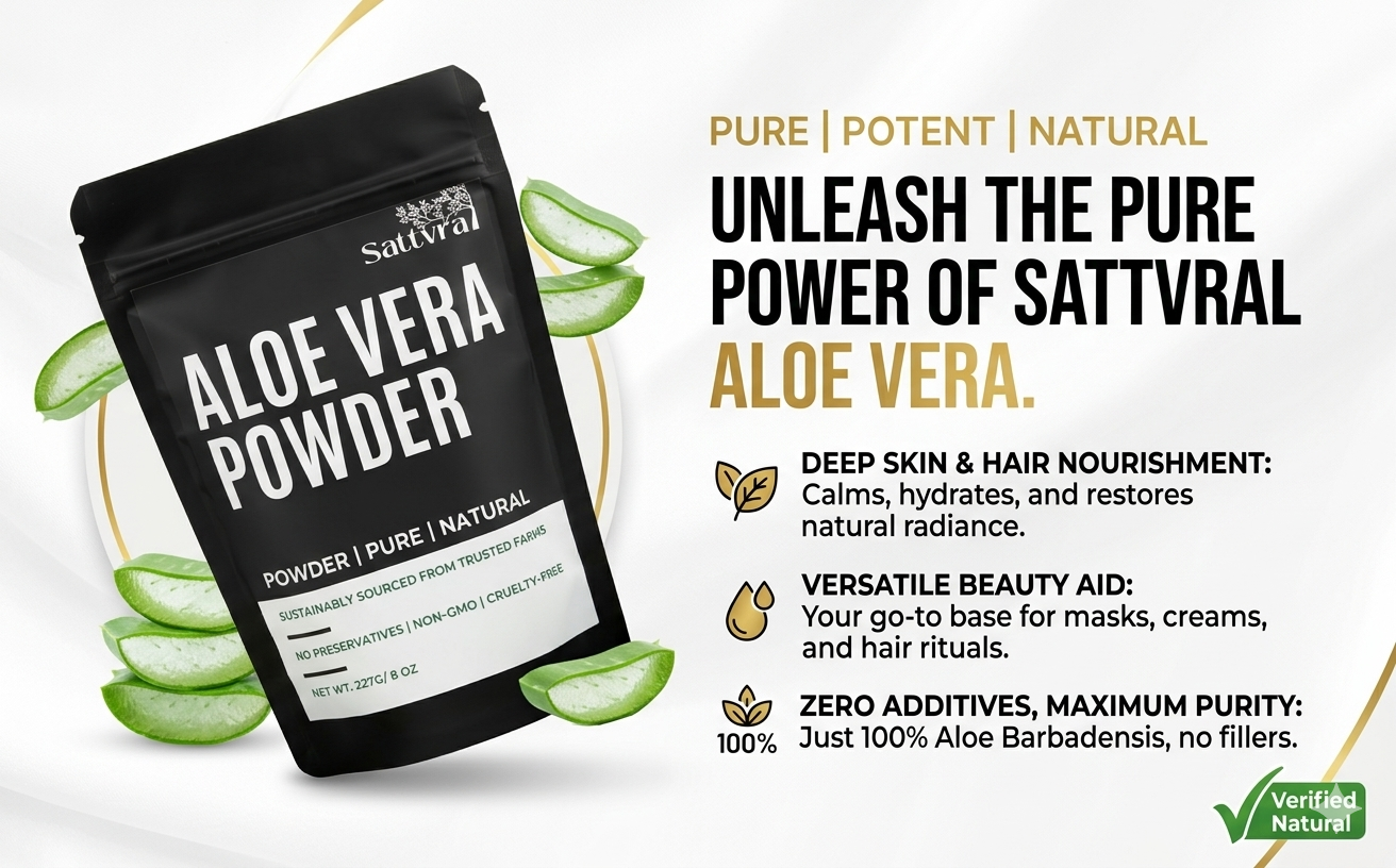 Pure Aloe Vera Powder 227g | Aloe Barbadensis | For Face, Skin, Hair & Drinking | Natural Moisturiser | Edible Aloe Vera Leaf Powder