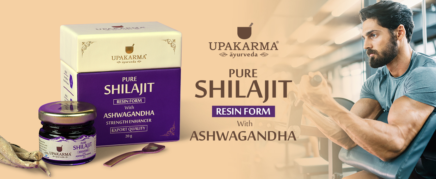 UPAKARMA Shilajit Resin with Ashwagandha 20g | 300mg per Serving | Ayurvedic Formula | Lab Tested for Purity | 66 Servings | Pack of 1 (20, Grams)