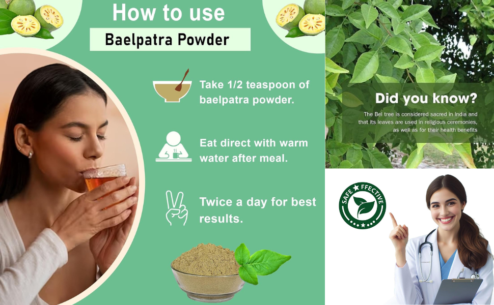 Herbal Hills Baelpatra Powder (1kg Pack) | Supports Gut Health & Digestive Wellness | Bael Patra Churna For Diarrhea & IBS Support With Aegle Marmelos Leaf