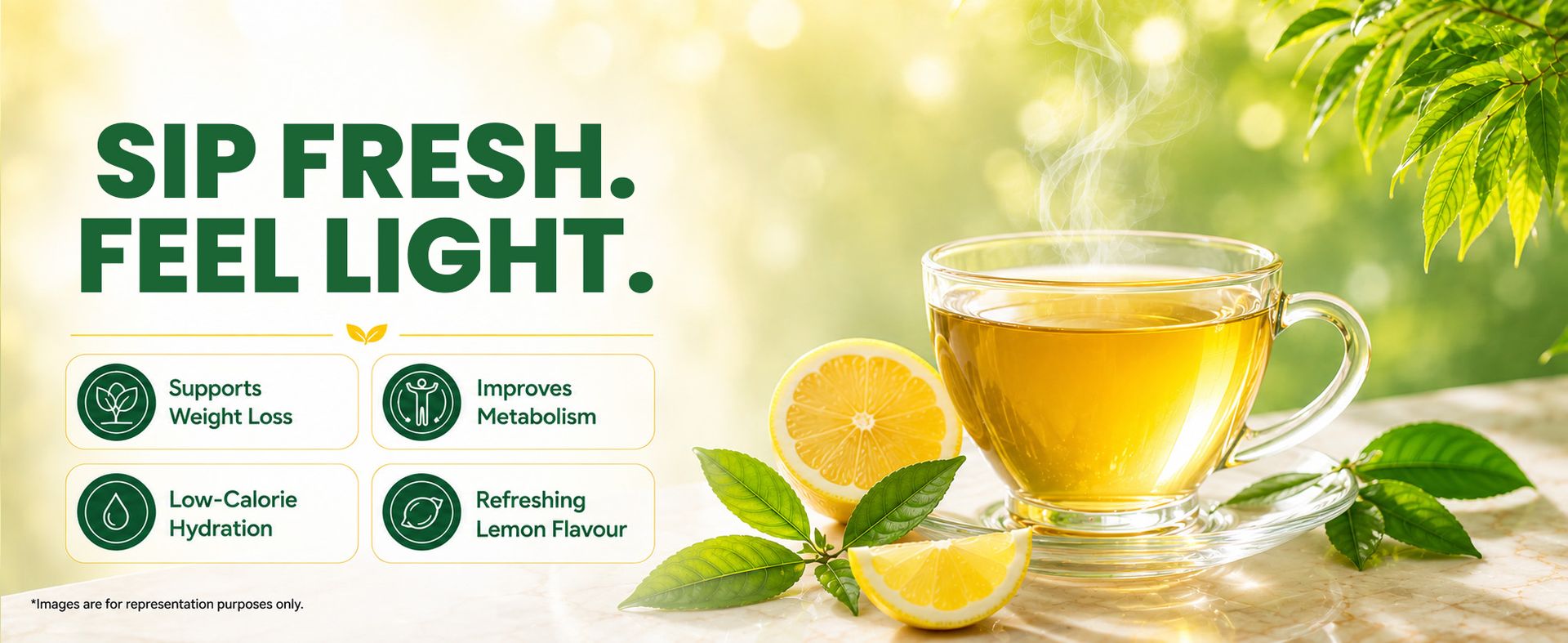 Celest Lemon Green Tea for Weight Loss - 100 Tea Bags | Zesty Lemon Green Tea