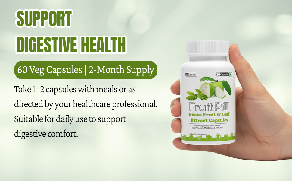(LeeWell) Guava Fruit Extract and Guava Leaves Extract, Rich in Vitamin C, Fiber, and Antioxidants, Support Detoxification, Anti-inflammatory and Antimicrobial- 60 Capsules