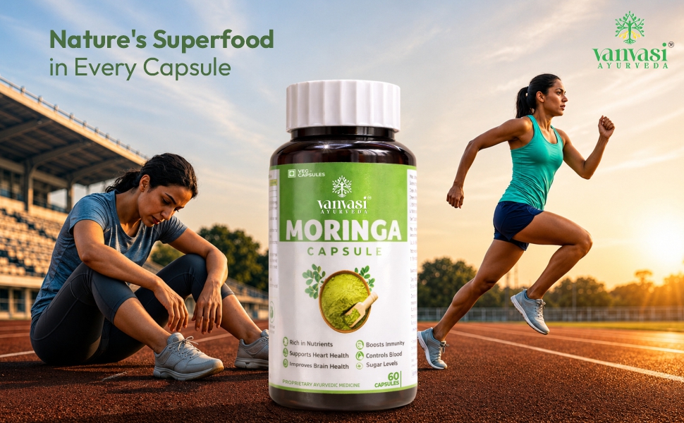 Moringa Capsules | 100% Pure Moringa Leaf Extract | Energy, Immunity & Wellness Support | Rich in 90+ Nutrients | Helps Heart Health & Brain Function | 60 Veg Capsules | Ayurvedic Supplement
