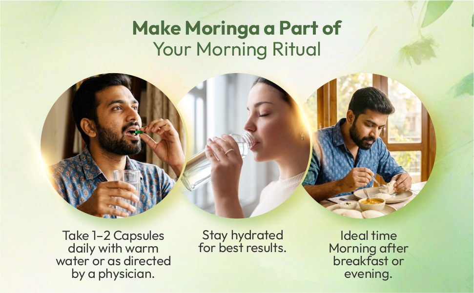 Moringa Capsules | 100% Pure Moringa Leaf Extract | Energy, Immunity & Wellness Support | Rich in 90+ Nutrients | Helps Heart Health & Brain Function | 60 Veg Capsules | Ayurvedic Supplement