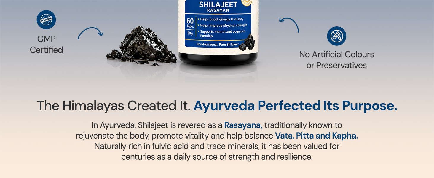 Maharishi Ayurveda Shilajeet Rasayana 500 MG | Natural & Pure Shilajit for Strength, Stamina & Endurance | 60 Tablets Pack