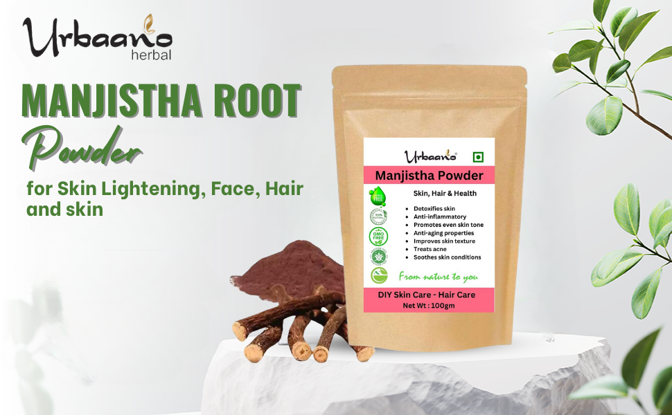 Organic Manjishtha Powder, Majith Powder, Indian Madder (100 Grams) - for Skin Lightening, Face pack, Hair and skin - Rubia cordifolia, Manjishta, Manjista
