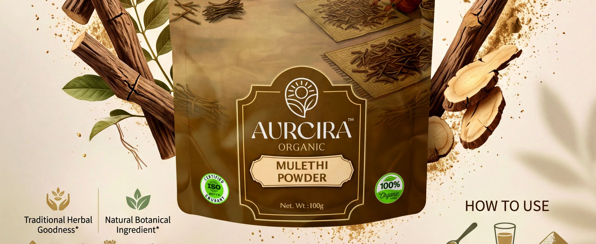 Mulethi Powder | 100% Pure Licorice Root Powder (Glycyrrhiza glabra) | Mulethi Churna/Yashtimadhu Powder | Yashtimadhu for your health, Skin and Hair Care | Atimadhuram/Athimadhura