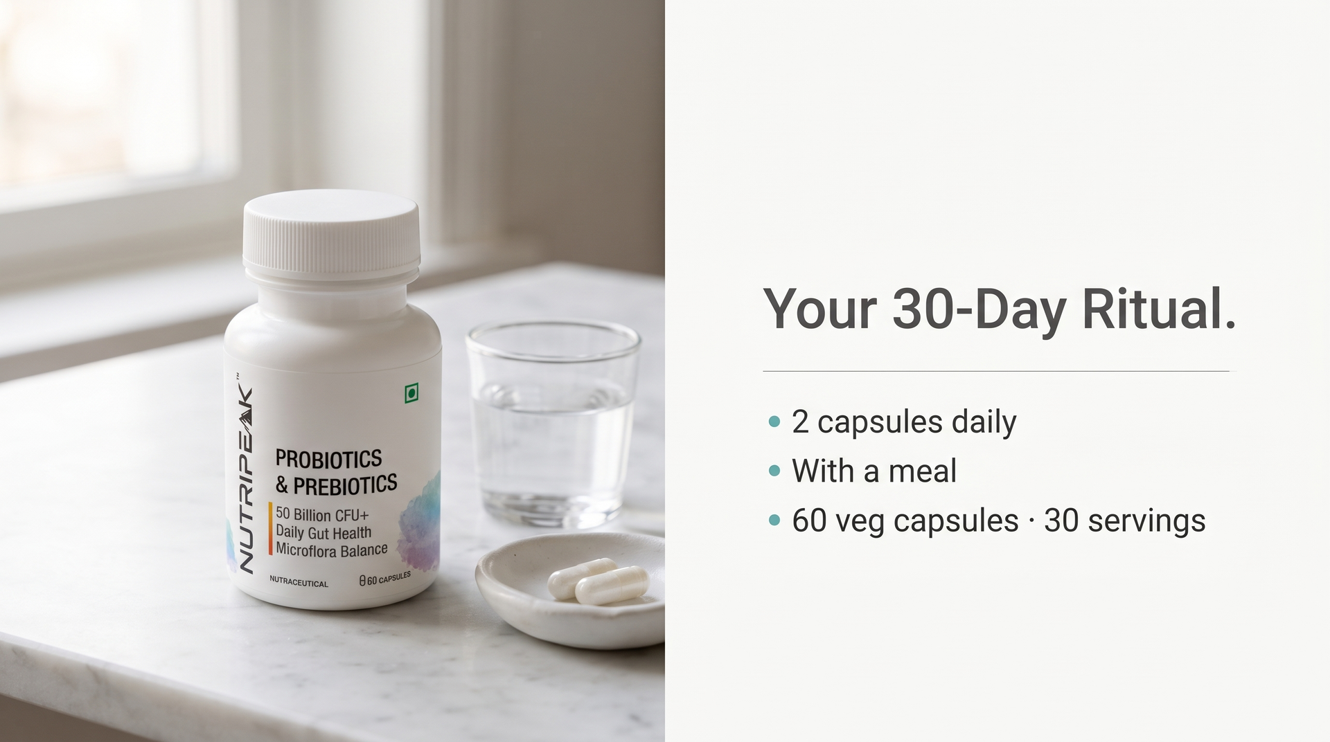 Probiotics & Prebiotics 50 Billion CFU+, 11 Strains, 60 Veg Capsules, Daily Gut Health & Microflora Support