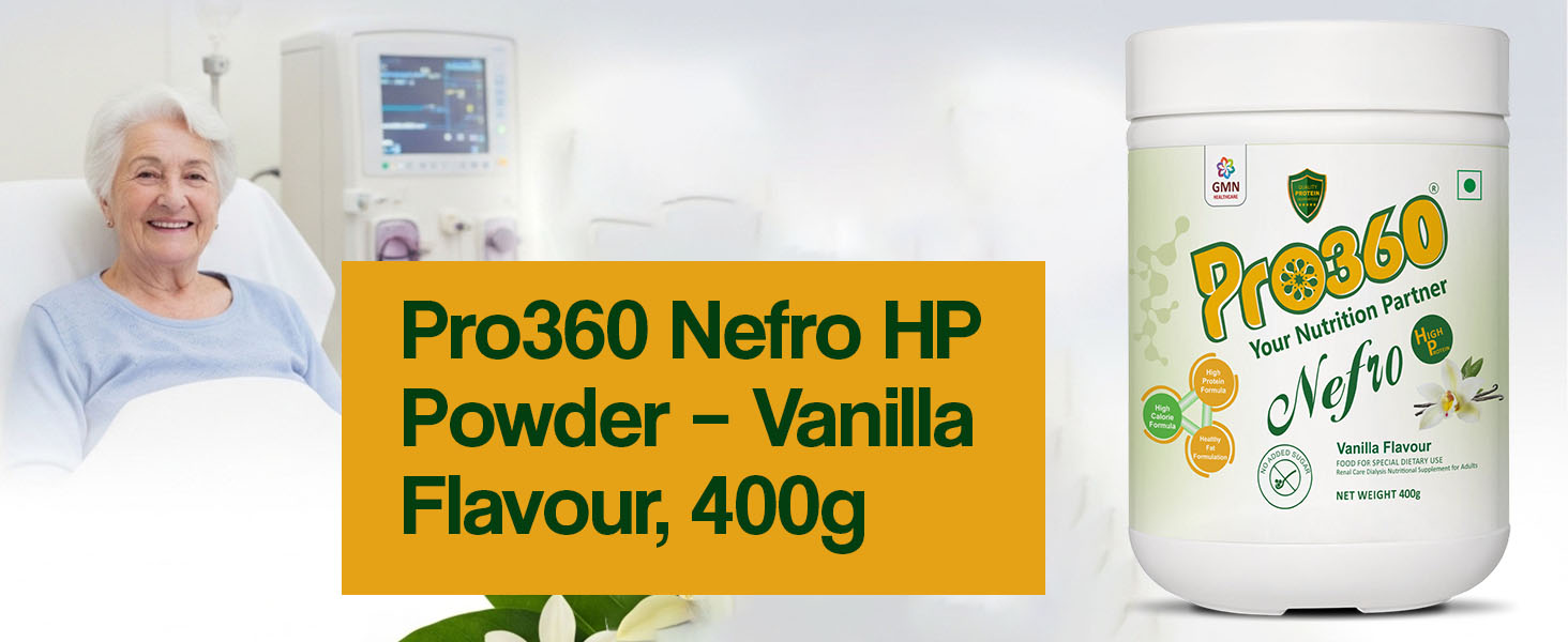 Pro360 Nefro HP Powder – Vanilla Flavour, 400g – High Protein Dialysis Care Nutritional Supplement for Renal Support – Protein Powder with L-Taurine, L-Carnitine & Essential Nutrients (Pack of 2)