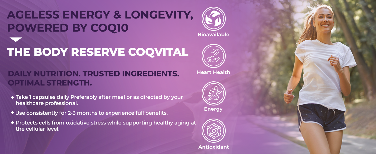 The Body Reserve Coenzyme Q10 200mg with 95% Piperine – High Absorption CoQ10 Supplement for Heart & Vascular Health | Supports Energy Production & Cellular Function | Powerful Antioxidant | 60 Vegetarian Capsules