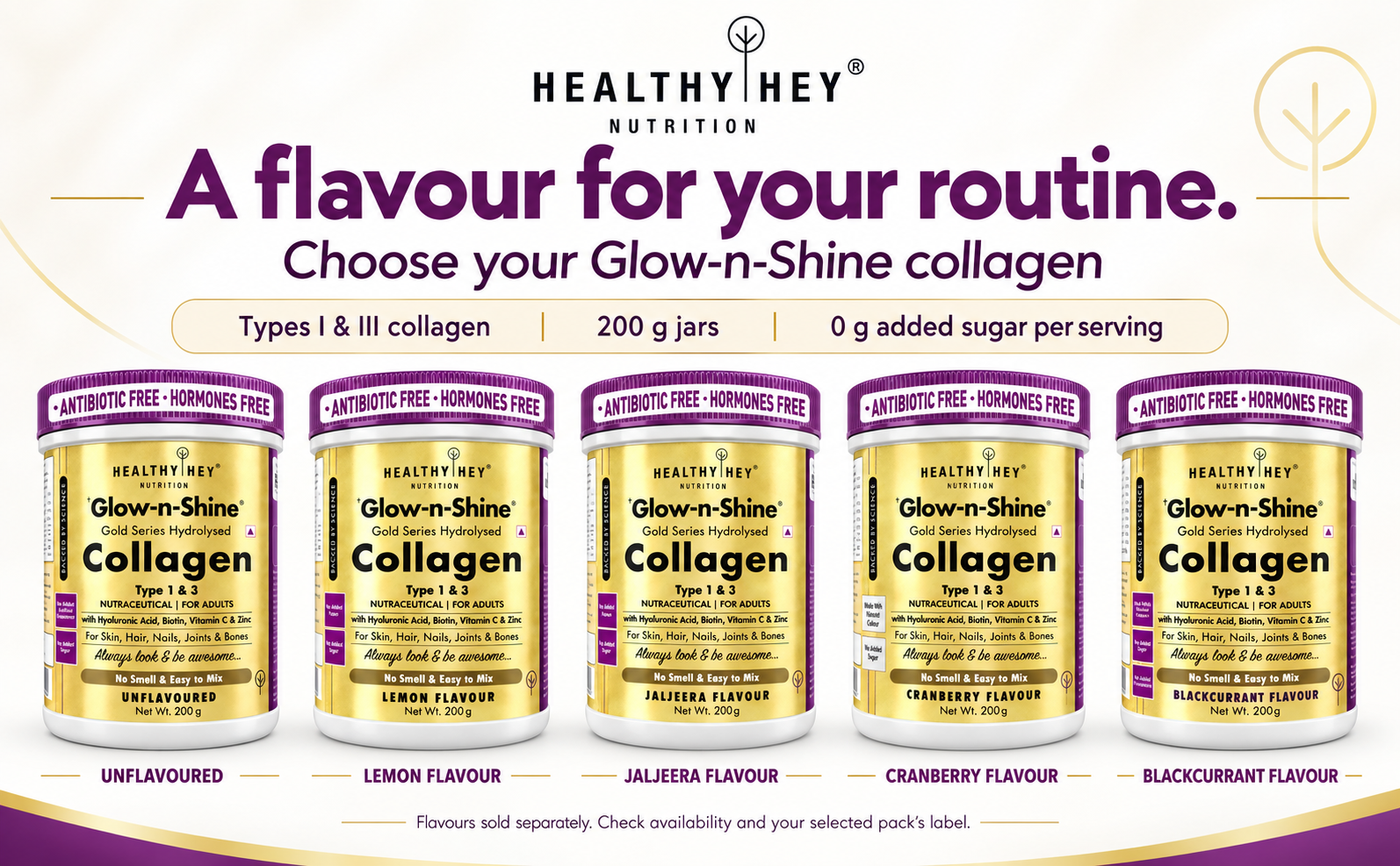 HealthyHey Collagen Powder for Skin, Hair & Nails, Unflavoured, 200g