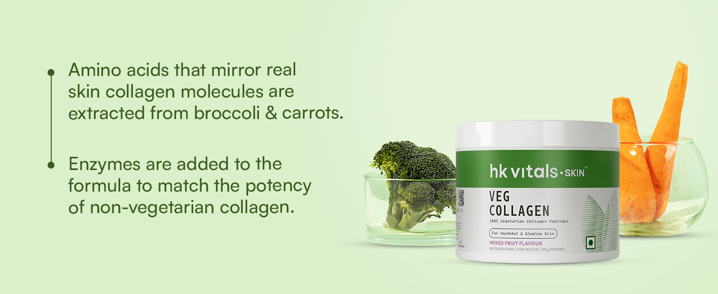 hk vitals Veg Collagen Supplement Powder, Mixed Fruit, 100g