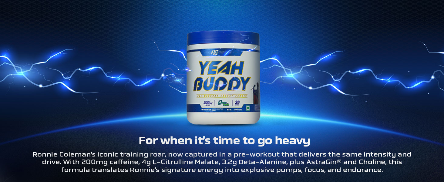 Ronnie Coleman Signature Series Yeah Buddy Pre-Workout Powder, Green Apple (30 Servings, 270g / 0.59lbs)