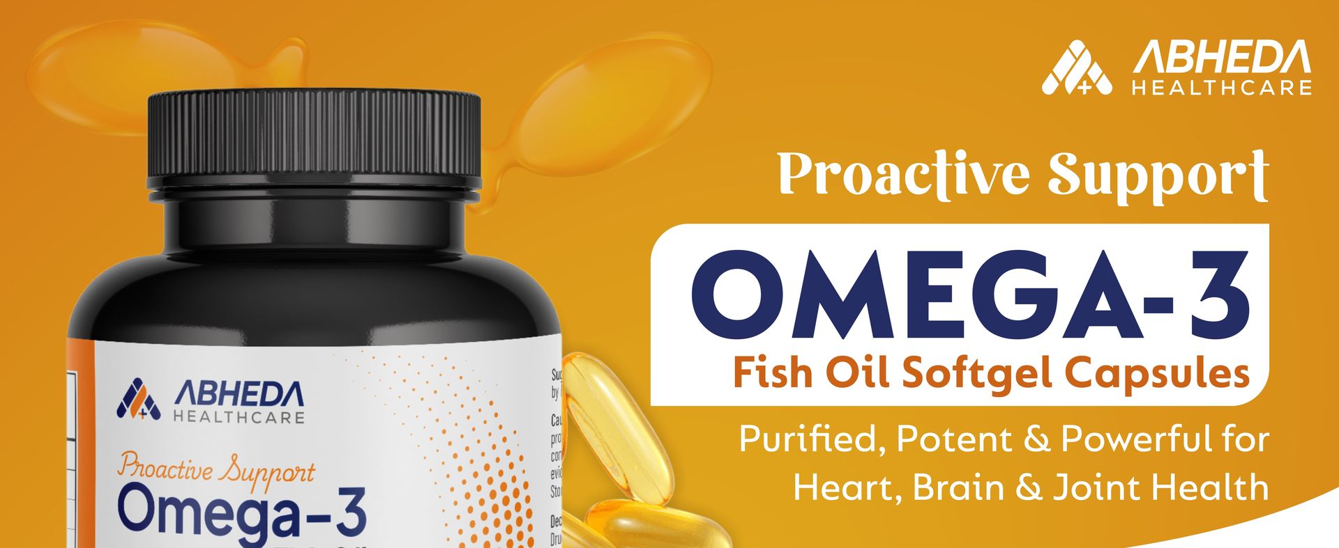 Omega-3 Fish Oil 1000mg - Triple Strength Formula, 60 Softgels - 180mg EPA & 120mg DHA for Enhanced Heart Health, Joint Support & Brain Function