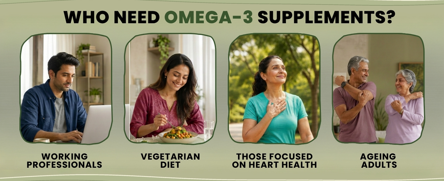 Carbamide Forte Veg Omega3 1000mg | Veg DHA | Vegetarian Omega 3 | Algal DHA | Plant Based | No Fish oil Used Capsules for Men & Women- 60 Veg Capsules